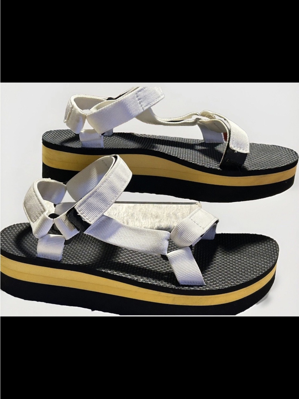 TEVA  UNIVERSAL WHITE YELLOW PLATFORM SANDALS, WOMEN US 10/ EUR 41